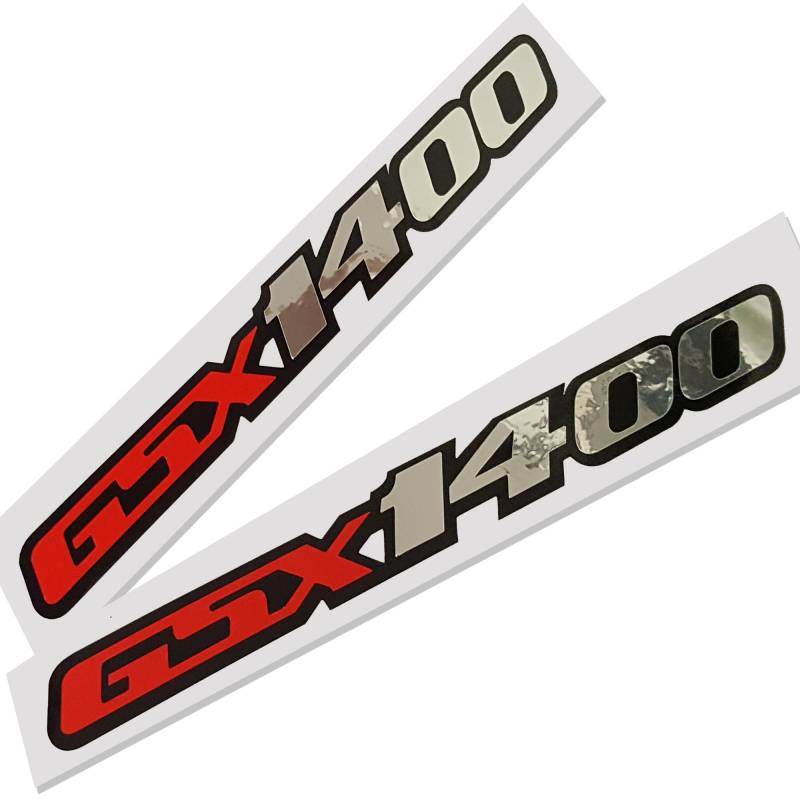 GSX 1400 Rot, Silber Chrom auf Schwarz Grafik Aufkleber Aufkleber X 2 von ziondesigns