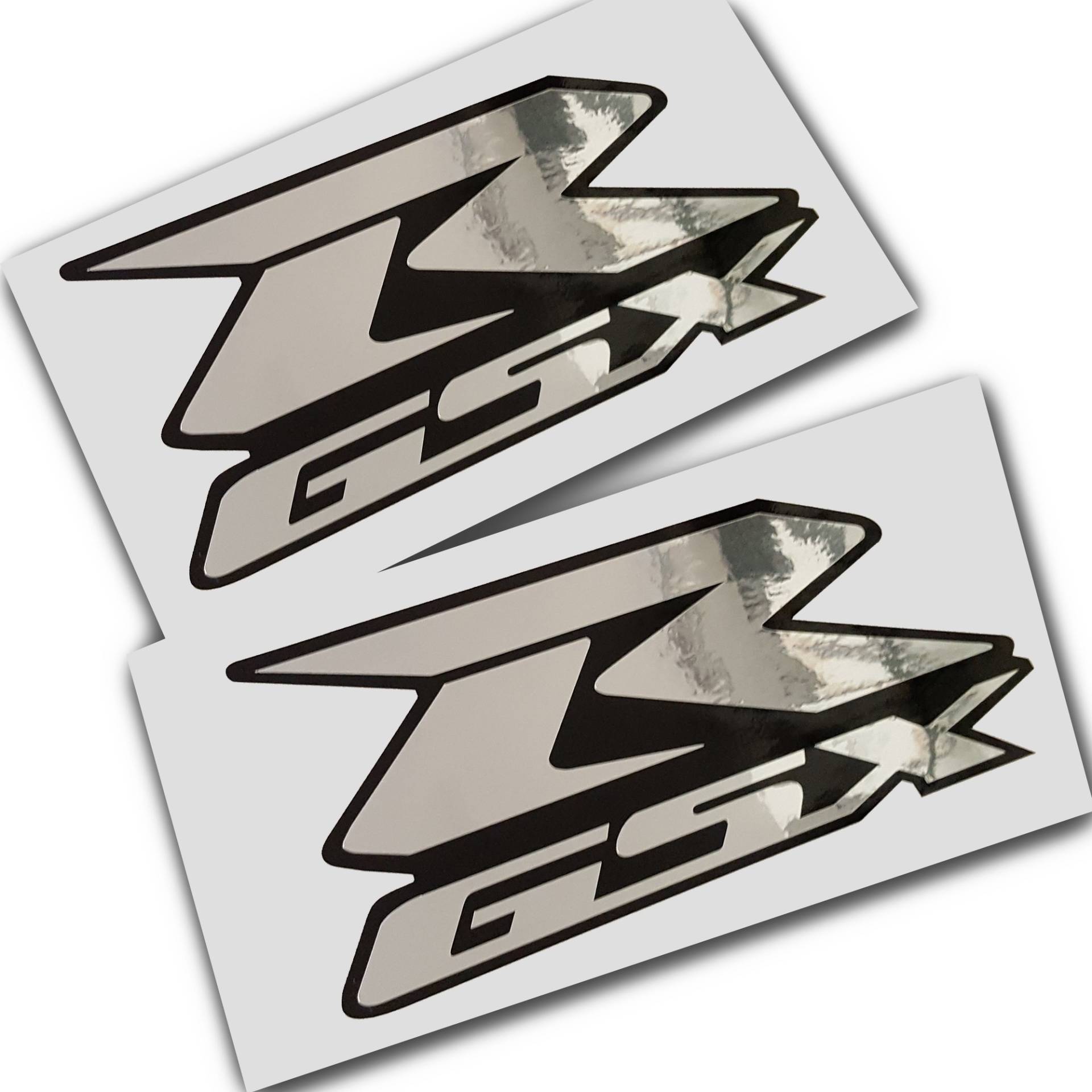 GSXR Silber Chrom auf Schwarz Grafik Aufkleber Aufkleber X 2 von ziondesigns