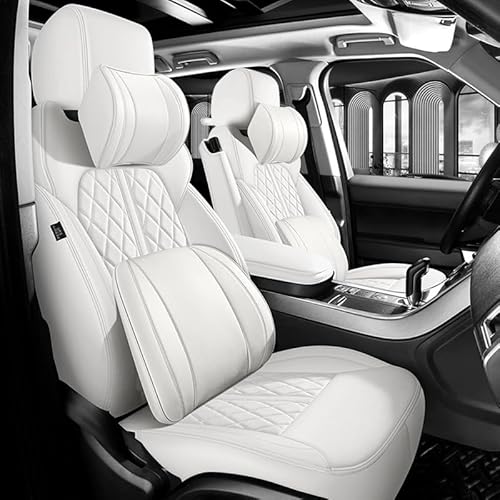 zjxmnb Auto Sitzbezüge Set Für Audi Q3 S-Line/Q3 Quattro/Q3 Sportback/Q5/Q5, Leder Atmungsaktiv Bequem Sitzbezüge Auto Seat Covers Full Set Innenraum Zubehör,Black von zjxmnb