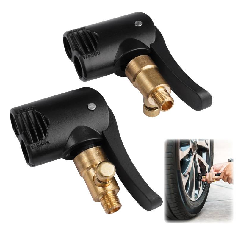 2 Stück Reifenluftfutter Französisches Ventil Adapter, Autoventil Adapter Messing, Auto Reifen Air Chuck Autoventil, Auto Luftpumpe Adapter, für Moto, Reifenfüller, Bicycle (Schrader & Presta) von zorvixal