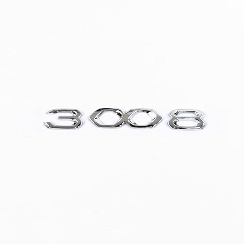 Auto-Logo-Emblem-Aufkleber für Peugeot 4008 5008 3008 2008 308 408, Stilvolle Vordere und Hintere Emblem Abzeichen Dekoration Auto Exterieur Dekoration Modifizierte Zubehör,3008-Silver von zzbFee